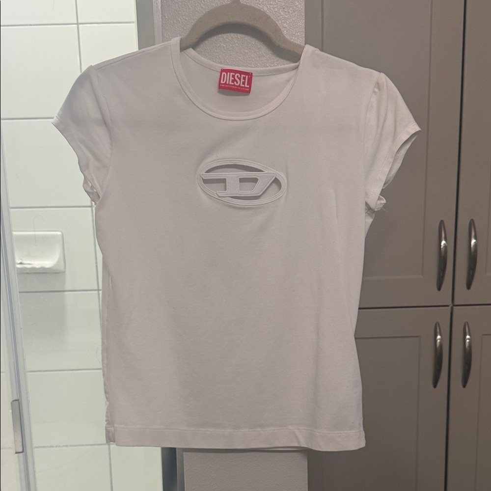Diesel Women's White Embroidered Tee